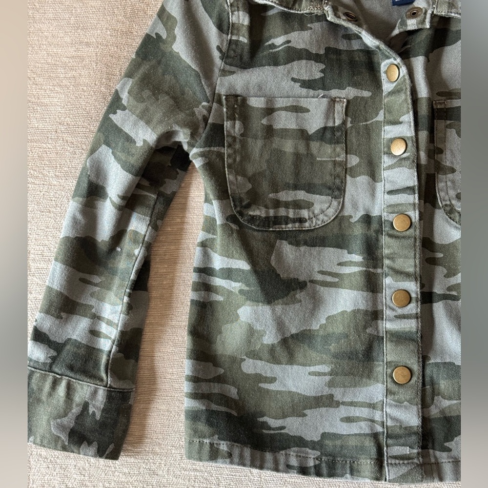 French Toast Kids Boys Camo Jacket Size 5 Army Green Button Military Style Coat - Picture 3 of 9